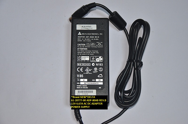 *Brand NEW*DELTA ADP-80AB REV.B 61-20777-00 12V 6.67A AC DC ADAPTER POWER SUPPLY